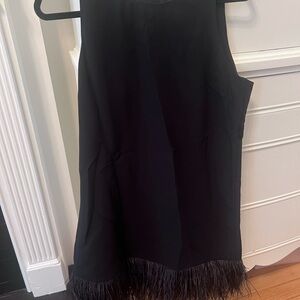 J.Crew Collection Crepe Feather Trim Shift Dress in Black